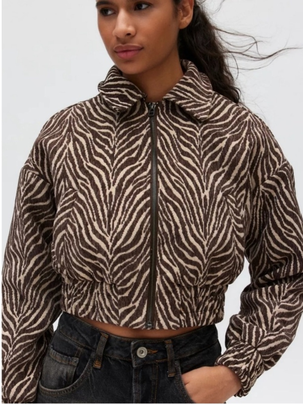 Kimchi Blue Urban Outfitter zebra animal print tapestry jacket